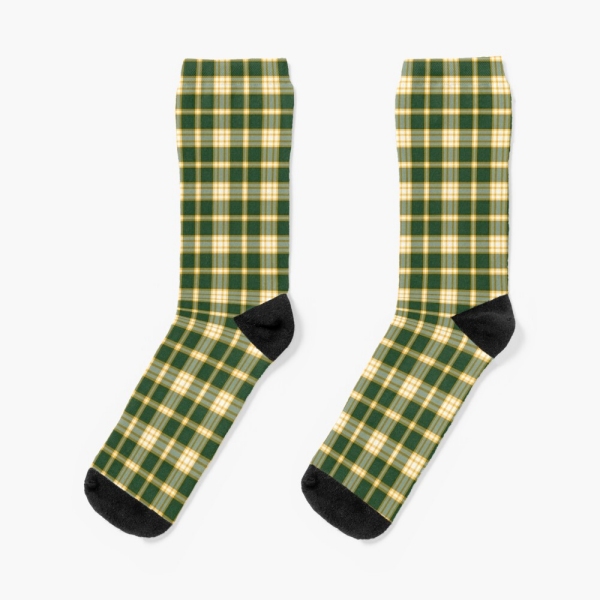 Dark green and yellow gold sporty plaid socks