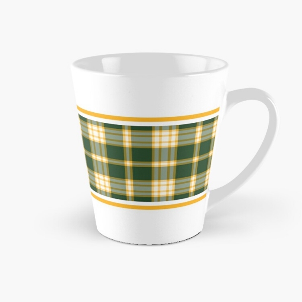 Dark green and yellow gold sporty plaid tall mug