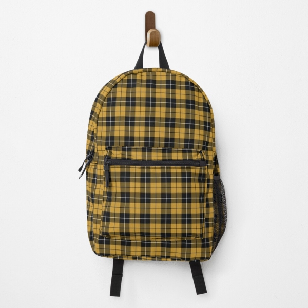 Gold and black sporty plaid backpack