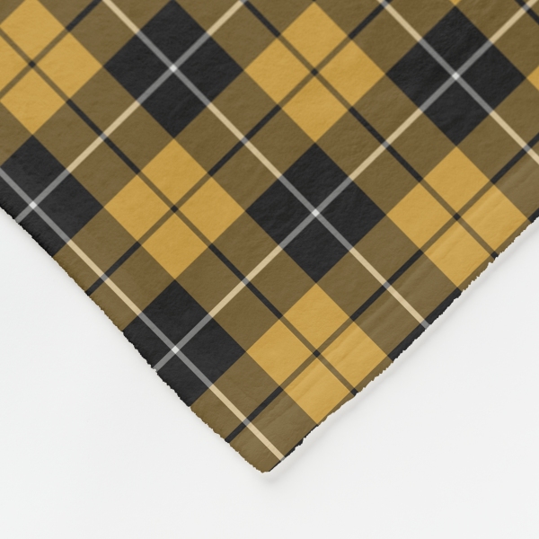 Gold and black sporty plaid fleece blanket