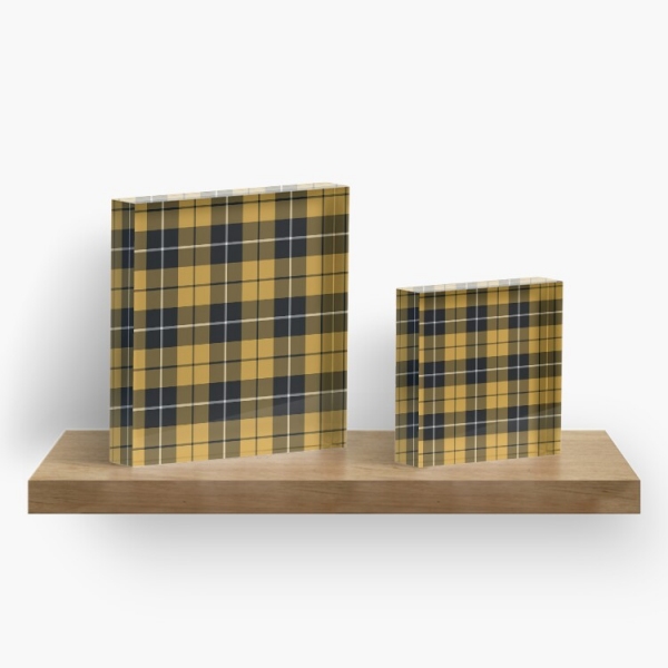 Gold and black sporty plaid acrylic block