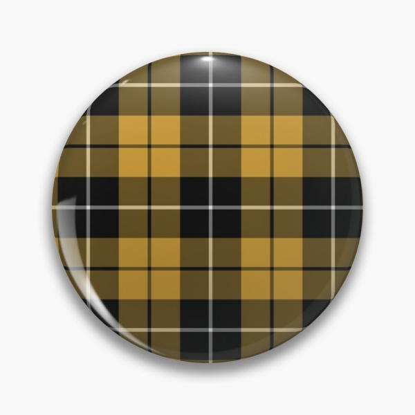 Gold and black sporty plaid pinback button