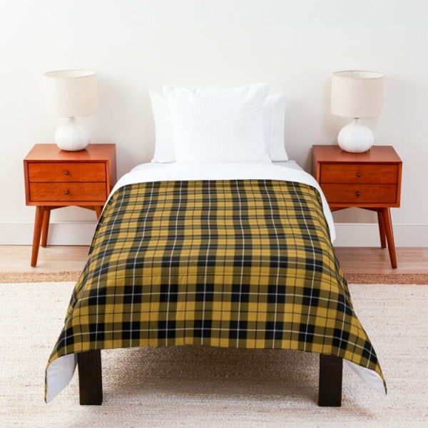 Gold and black sporty plaid comforter