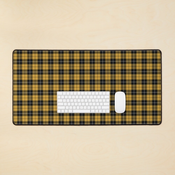 Gold and black sporty plaid desk mat