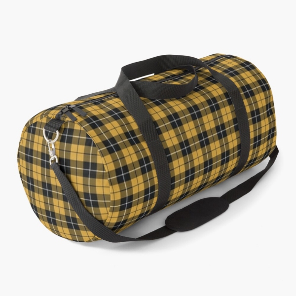 Gold and black sporty plaid duffle bag