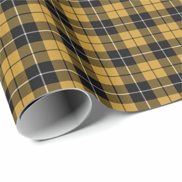 Gold and black sporty plaid wrapping paper