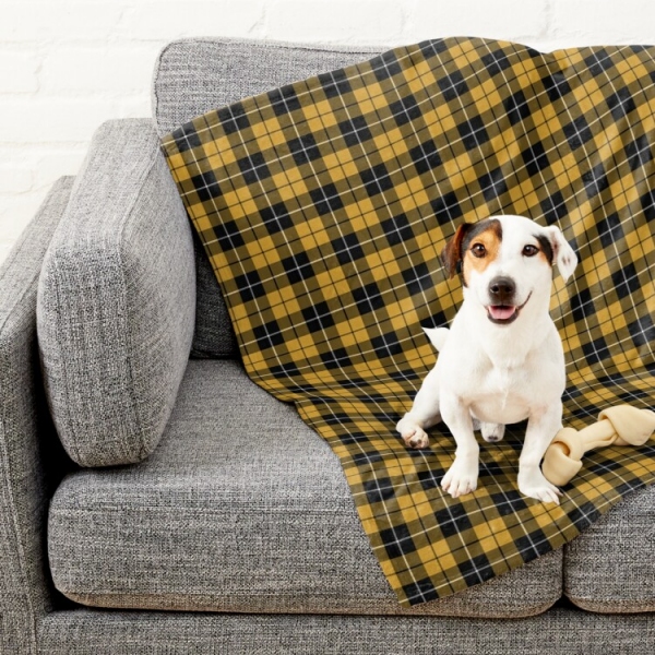 Gold and black sporty plaid pet blanket