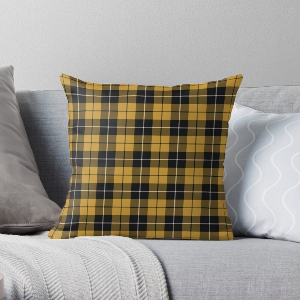 Gold and black sporty plaid throw pillow