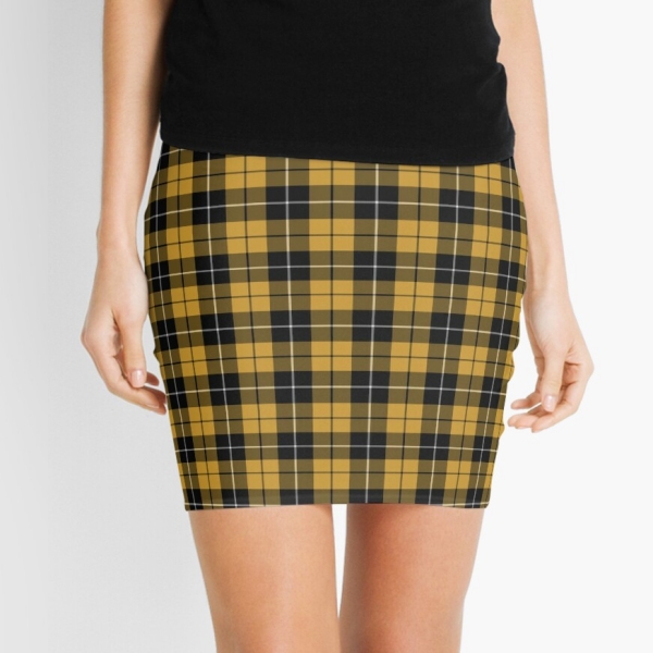 Gold and black sporty plaid mini skirt
