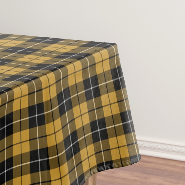Gold and black sporty plaid tablecloth