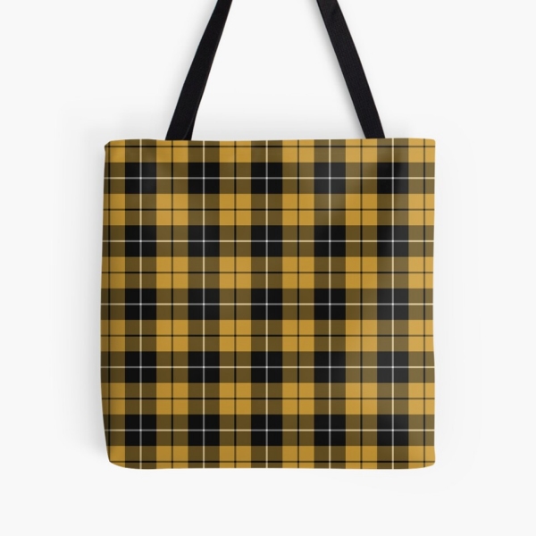 Gold and black sporty plaid tote bag