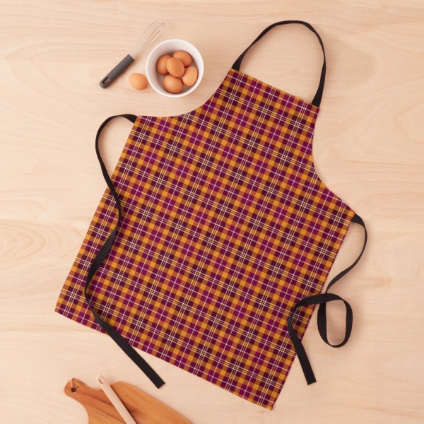 Maroon and orange sporty plaid apron