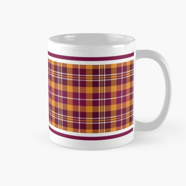 Maroon and orange sporty plaid classic mug