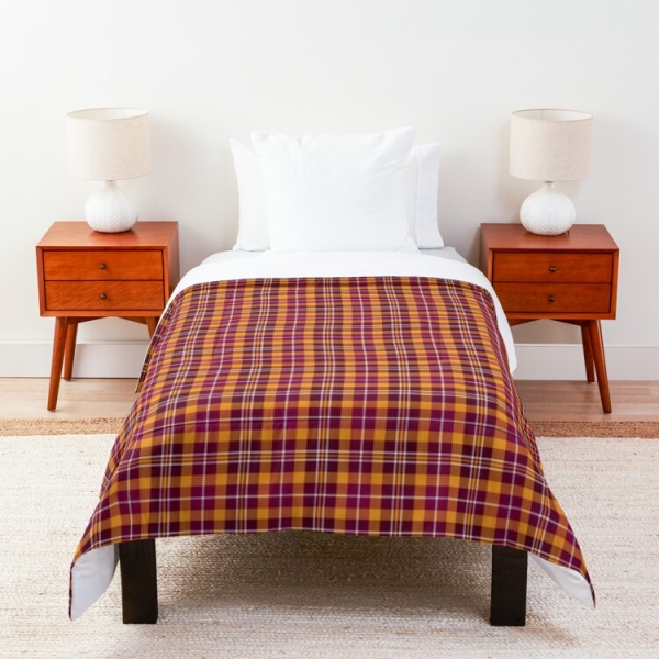 Maroon and orange sporty plaid comforter