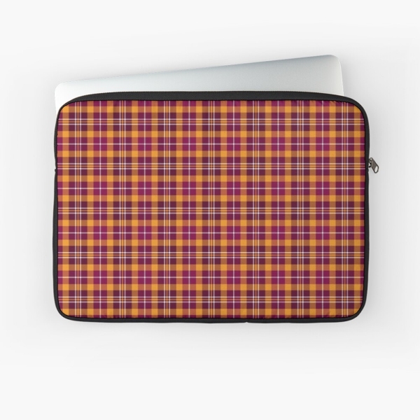 Maroon and orange sporty plaid laptop sleeve