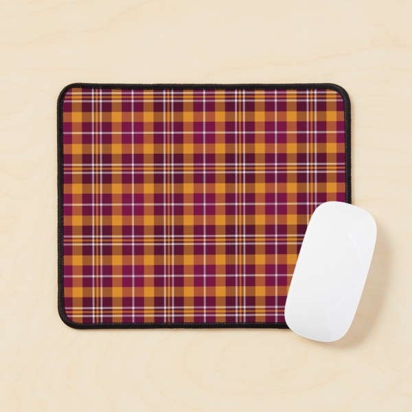 Maroon and orange sporty plaid mouse pad