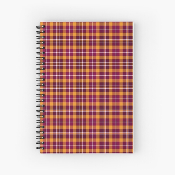 Maroon and orange sporty plaid spiral notebook