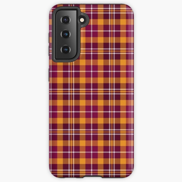 Maroon and orange sporty plaid Samsung Galaxy case