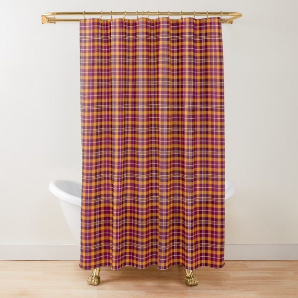 Maroon and orange sporty plaid shower curtain