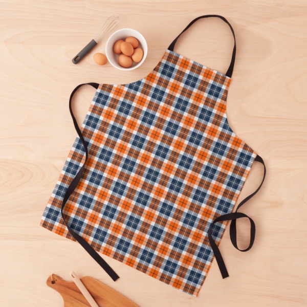 Orange and blue sporty plaid apron