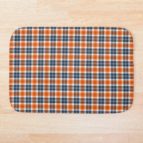 Orange and blue sporty plaid floor mat