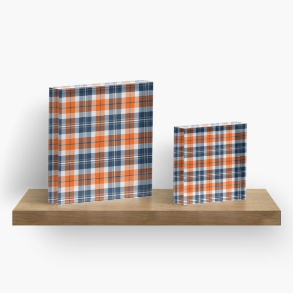 Orange and blue sporty plaid acrylic block