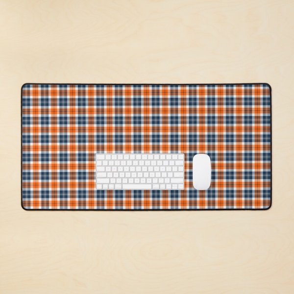 Orange and blue sporty plaid desk mat