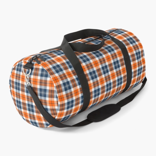 Orange and blue sporty plaid duffle bag