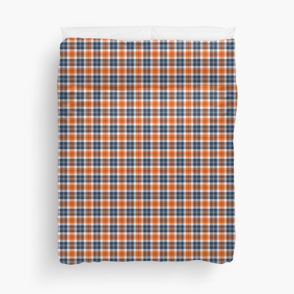 Orange and blue sporty plaid duvet cover