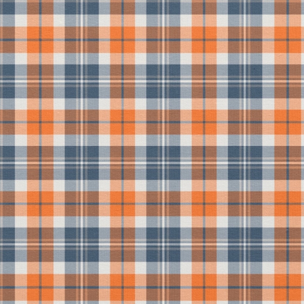 Orange and blue sporty plaid fabric