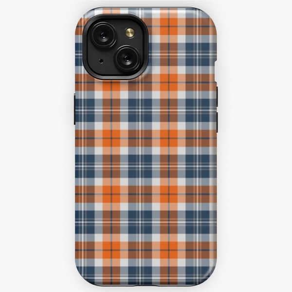 Orange and blue sporty plaid iPhone case
