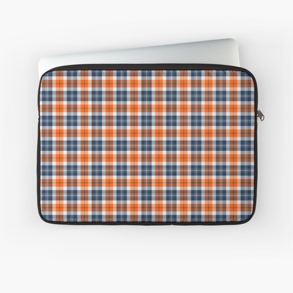 Orange and blue sporty plaid laptop sleeve