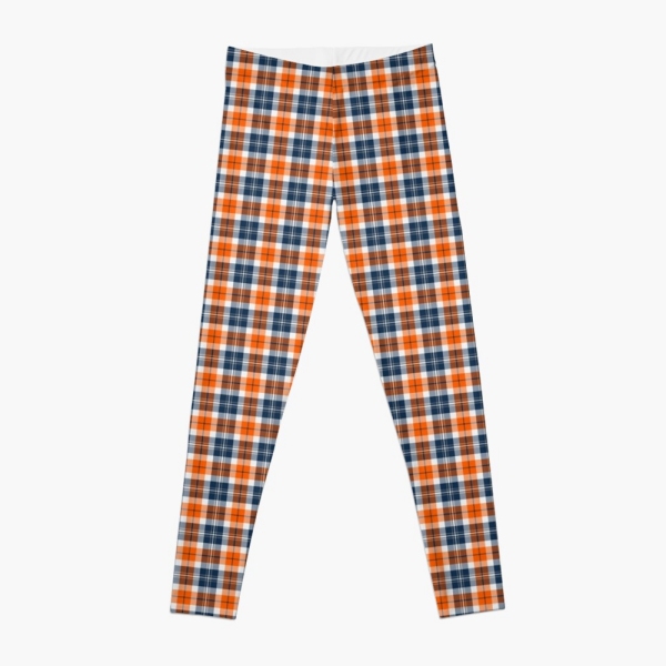 Orange and blue sporty plaid leggings