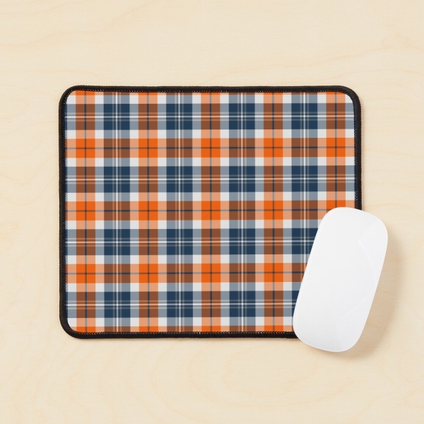 Orange and blue sporty plaid mouse pad