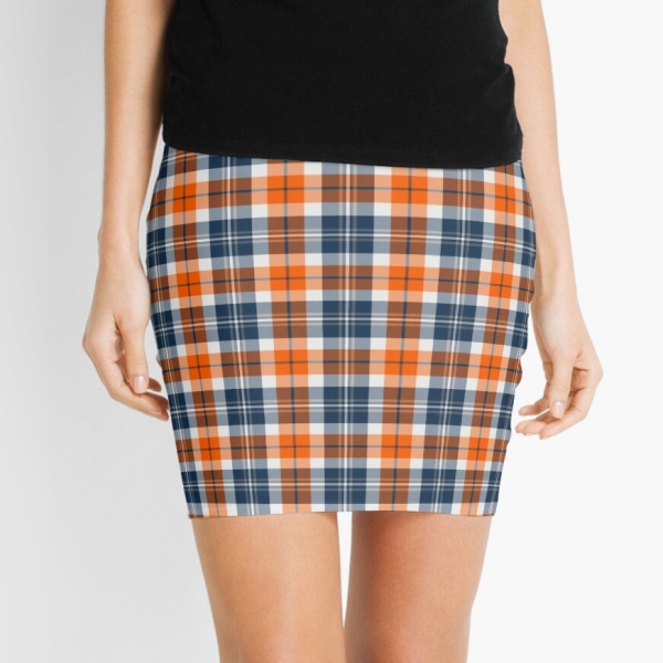 Orange and blue sporty plaid mini skirt