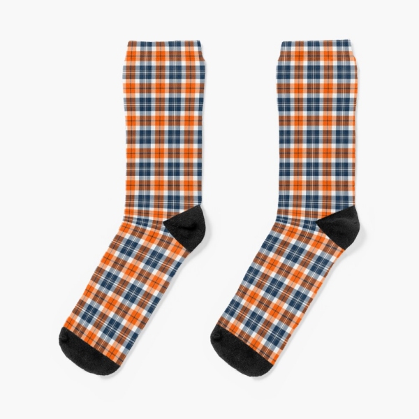 Orange and blue sporty plaid socks