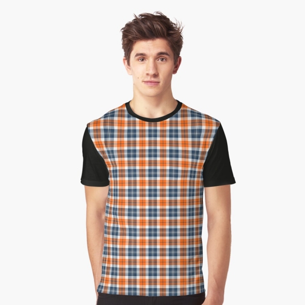 Orange and blue sporty plaid tee shirt