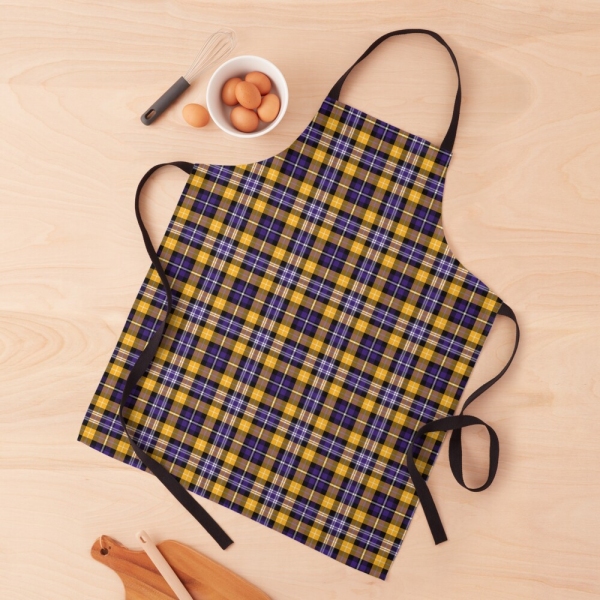 Purple and yellow gold sporty plaid apron