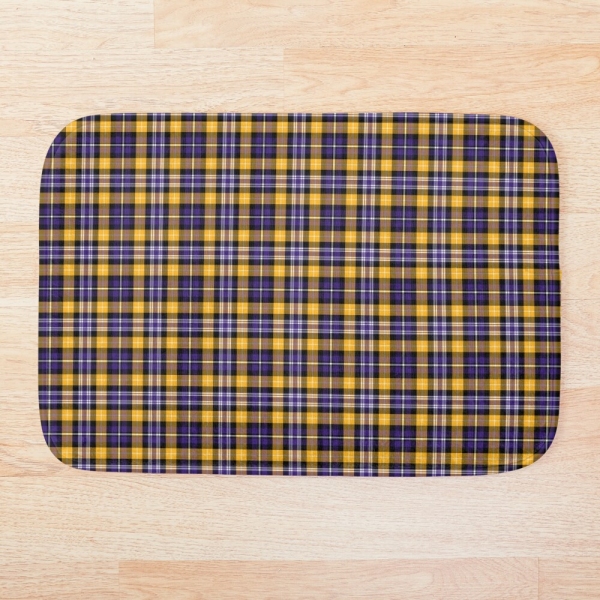Purple and yellow gold sporty plaid floor mat