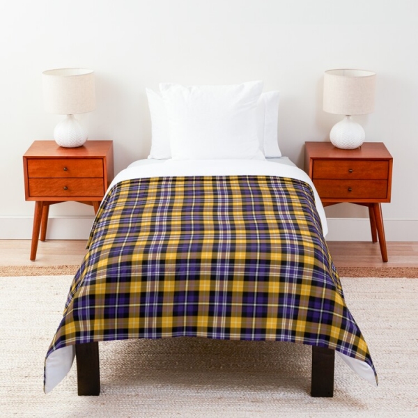 Purple and yellow gold sporty plaid comforter