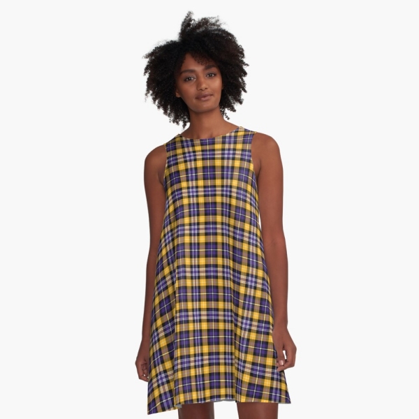 Purple and yellow gold sporty plaid a-line dress