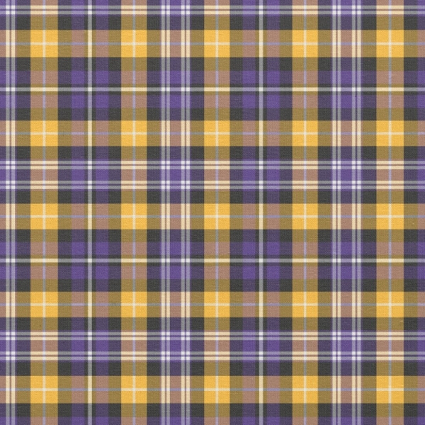 Purple and yellow gold sporty plaid fabric