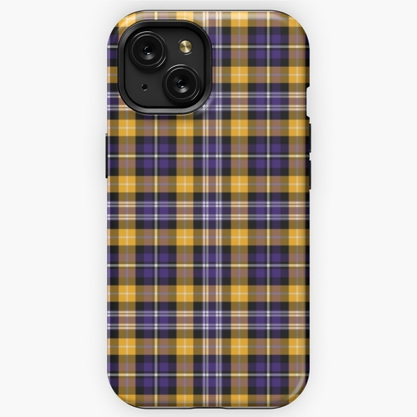 Purple and yellow gold sporty plaid iPhone case
