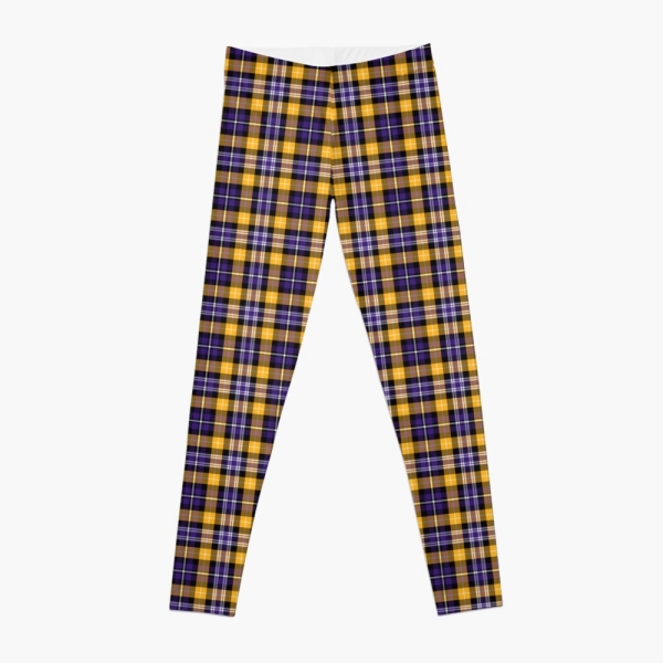 Purple and yellow gold sporty plaid leggings