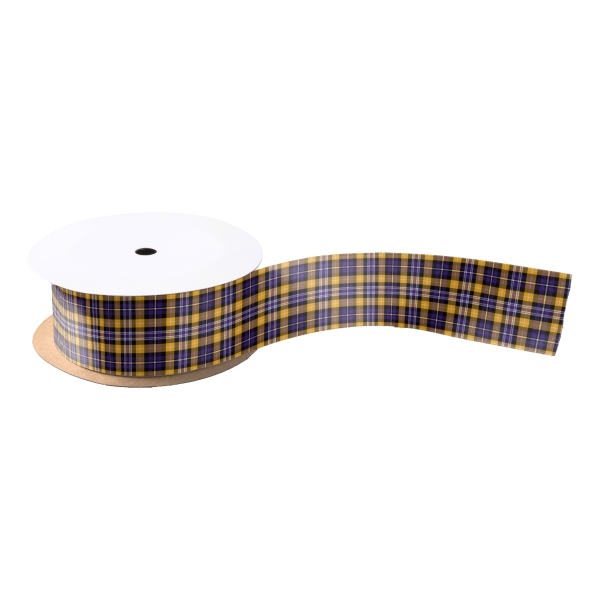 Purple and yellow gold sporty plaid ribbon