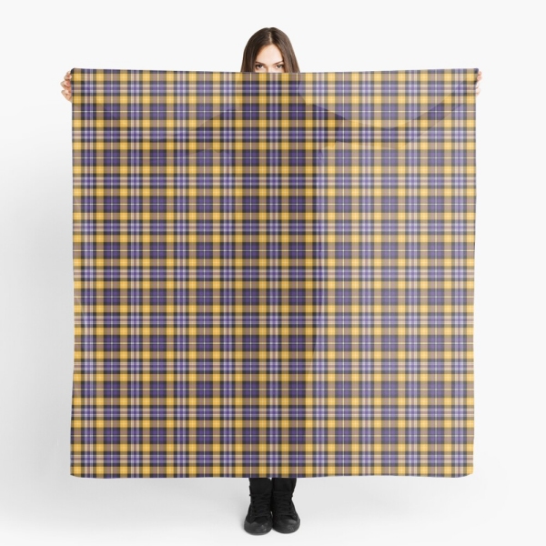 Purple and yellow gold sporty plaid scarf
