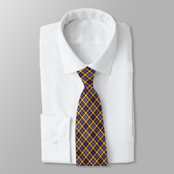 Purple and yellow gold sporty plaid necktie