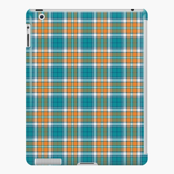 Turquoise and orange sporty plaid iPad case