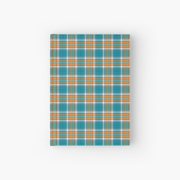 Turquoise and orange sporty plaid hardcover journal