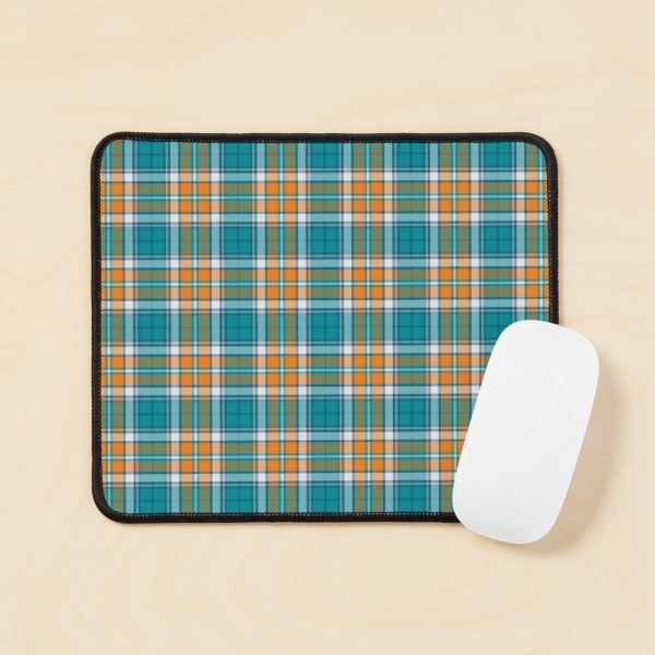 Turquoise and orange sporty plaid mouse pad
